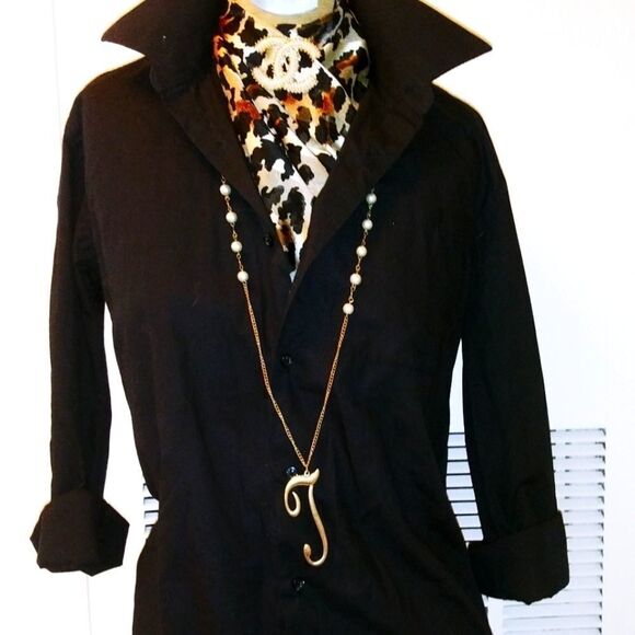 Sharp Black Button Up Shirt sz 14 - Picture 1 of 6
